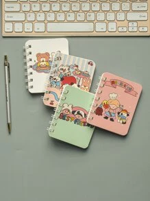 1pc Cartoon Graphic Cover Random Spiral Notebook - Multicolor - View 1