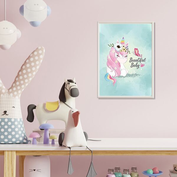 

Unicorn Print Kids Unframed Painting, Multicolor
