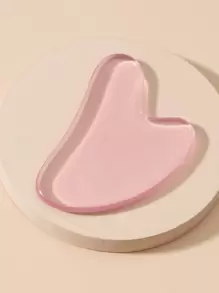 Jade Stone Facial Gua Sha Board, Facial Scraping Powder Crystal Scraping Crystal Plate Heart Shaped Massager Dedicated To Facial Health Care - Pink - View 1