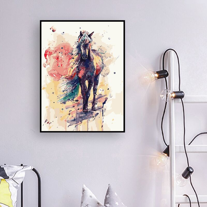 

Horse Print DIY Diamond Unframed Painting, Multicolor