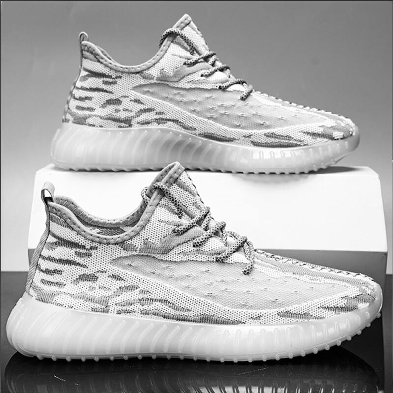 

Guys Allover Graphic Lace Up Decor Knit Sneakers, Grey