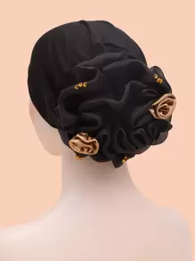 Gorro con decoración de strass, gorro turbante para dormir - Negro - Ver 1
