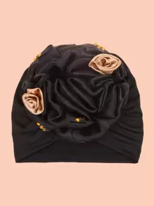 Gorro con decoración de strass, gorro turbante para dormir - Negro - Ver 3