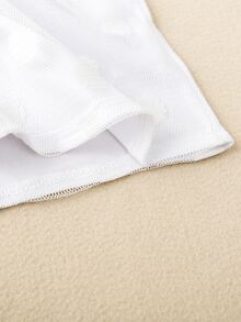 1 Pieza Blusa De Manga Abullonada Con Paneles De Malla Dobby - Blanco - Ver 3