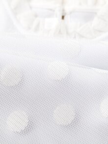 1 Pieza Blusa De Manga Abullonada Con Paneles De Malla Dobby - Blanco - Ver 4