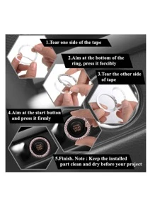 汽車一鍵啟動水鑽裝飾 - 粉色 - 查看 4