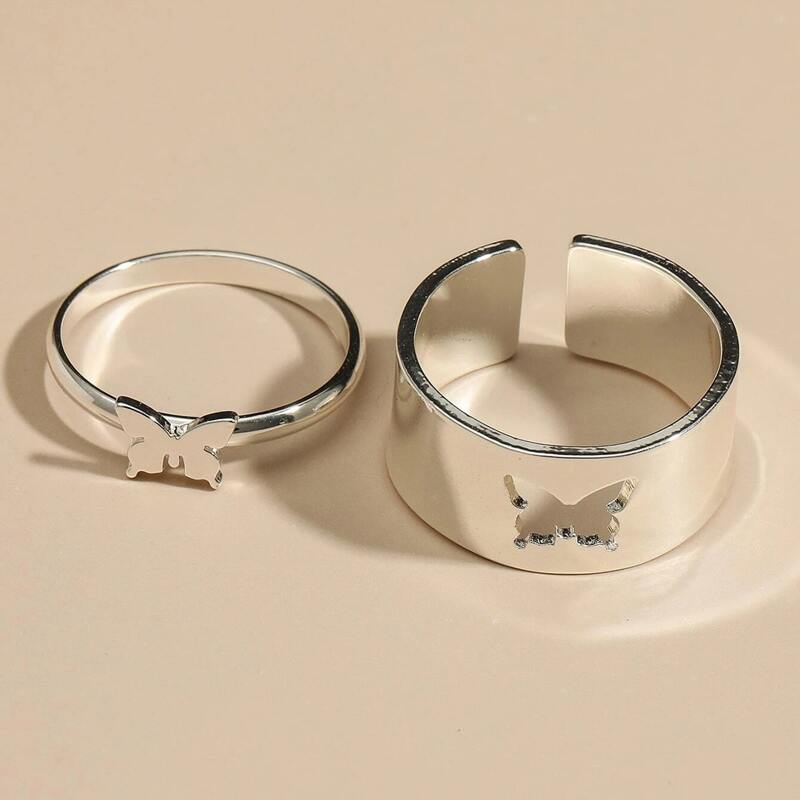 

2pcs Butterfly Ring, Silver
