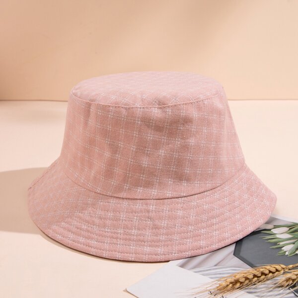

Plaid Bucket Hat, Pink