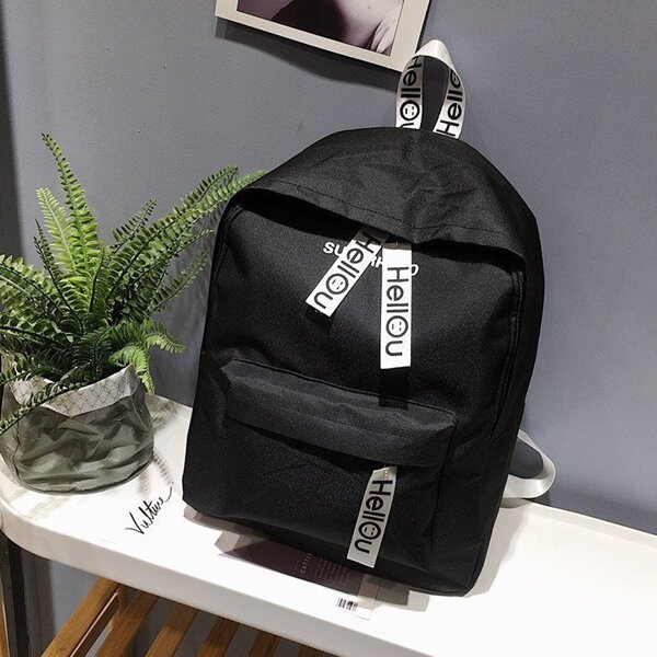 

Kids Letter Graphic Pocket Front Backpack, Black