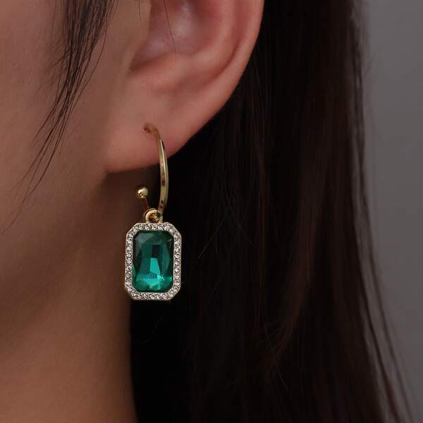 

Gemstone Drop Earrings, Green