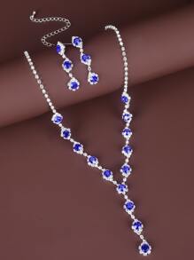 3 piezas set de joyería con diseño de diamante de imitación - Plateado - Ver 1