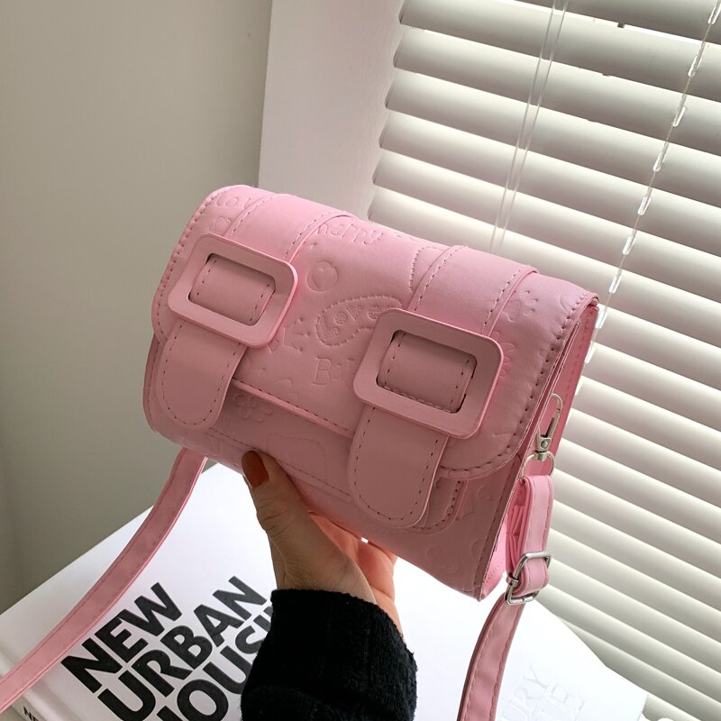 

Cartoon Embossed Crossbody Bag, Pink