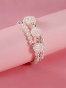 Vòng tay trang trí ngọc trai nhân tạo của cô gái - Bạc - Xem 1