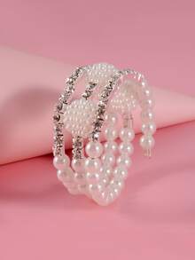 Vòng tay trang trí ngọc trai nhân tạo của cô gái - Bạc - Xem 2