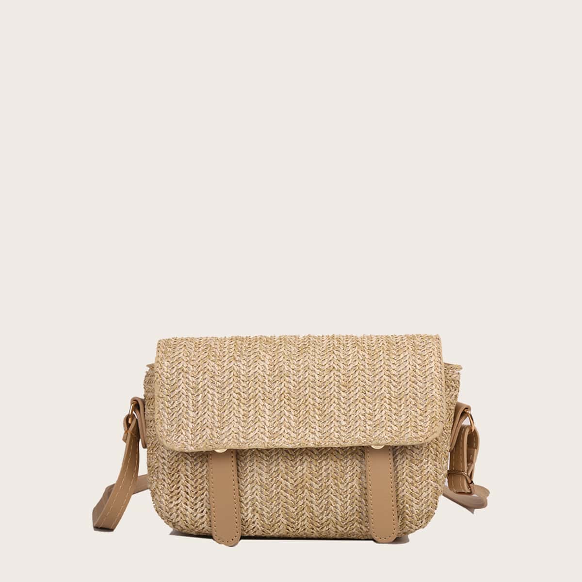 

Straw Crossbody Bag, Khaki