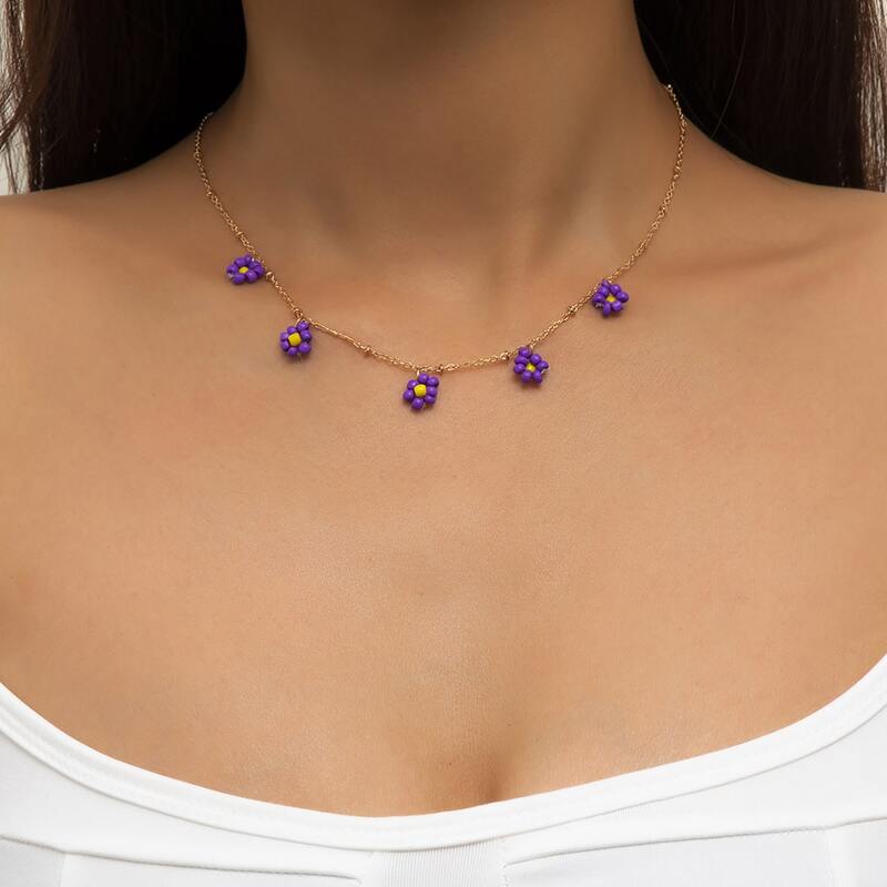 

Daisy Decor Necklace, Purple