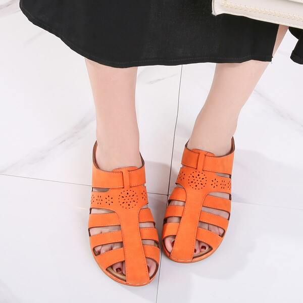 

Minimalist Strappy Slide Sandals, Orange