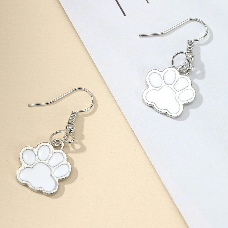

Paw Drop Earrings, White