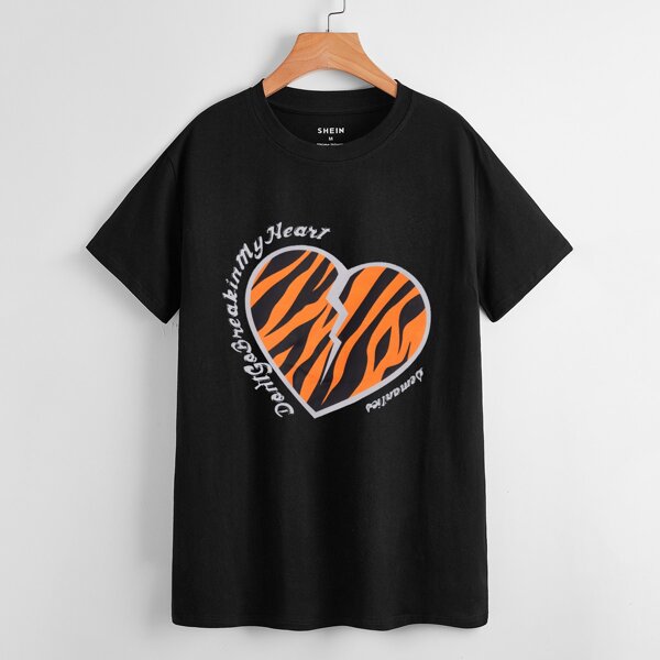 

Heart & Slogan Graphic Tee, Black