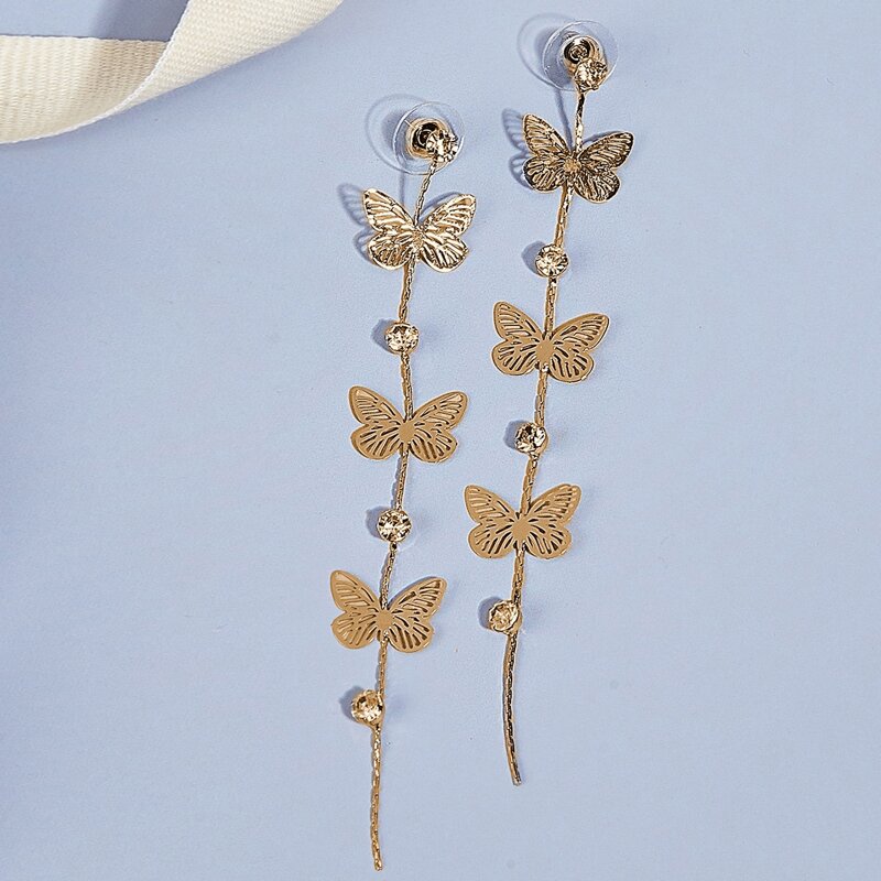 

Butterfly Drop Earrings, Gold