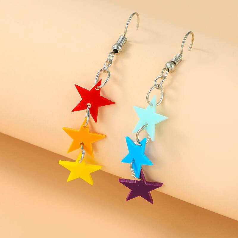 

Star Drop Earrings, Multicolor