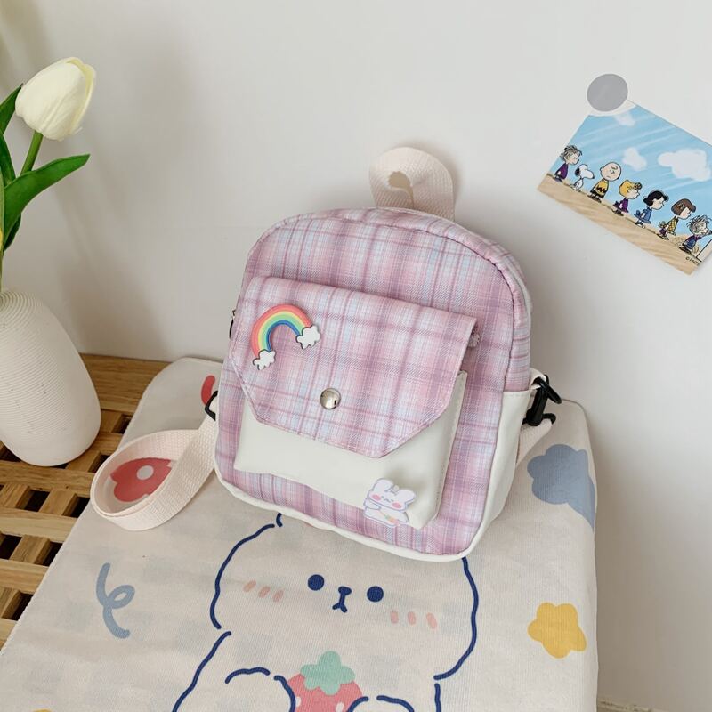 

Plaid Crossbody Bag, Pink