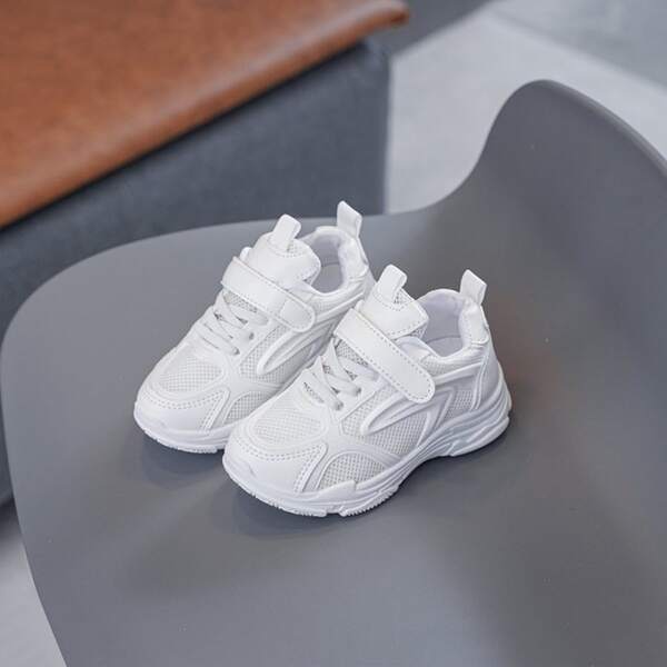 

Toddler Girls Minimalist Velcro Strap Mesh Panel Sneakers, White