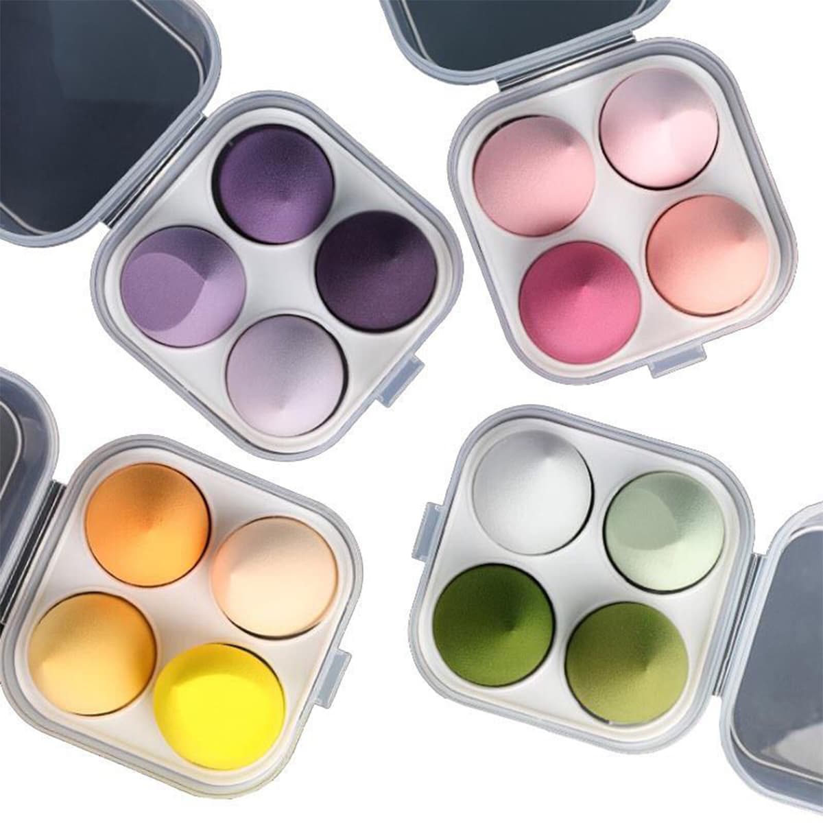 

4pcs Random Color Makeup Sponge With Box, Multicolor