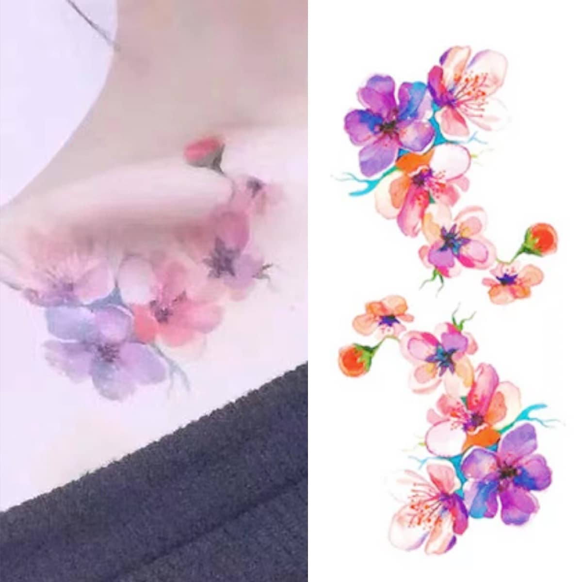 

1sheet Flower Pattern Tattoo Sticker, Multicolor