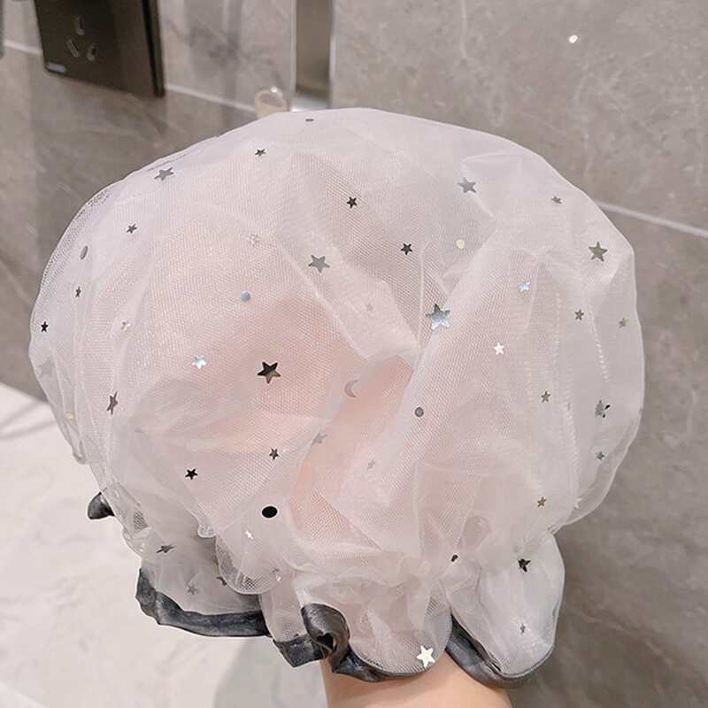 

Star Decor Shower Cap, Black