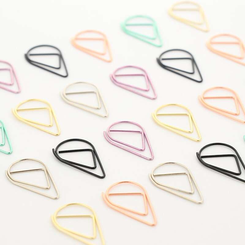 

10pcs Waterdrop Shaped Random Color Paper Clip, Multicolor
