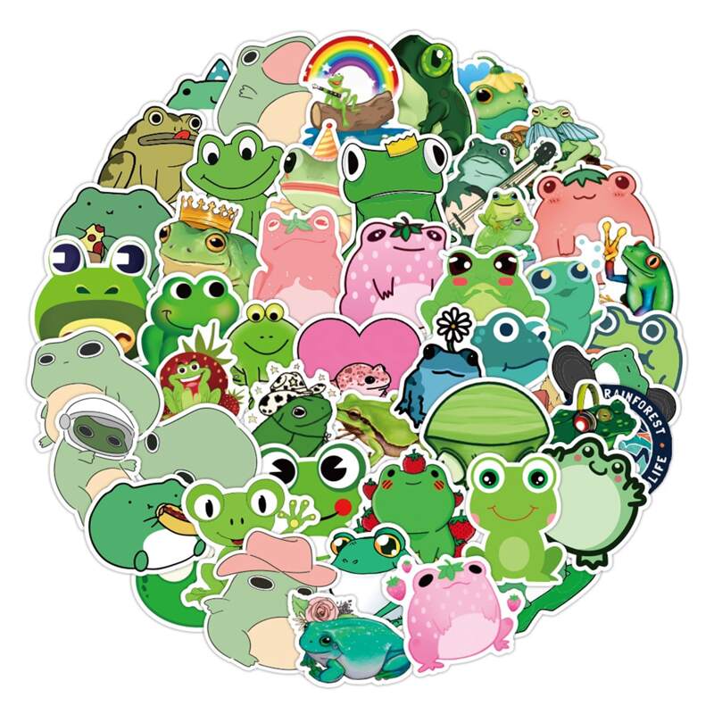 

50pcs Cartoon Frog Pattern Sticker, Multicolor