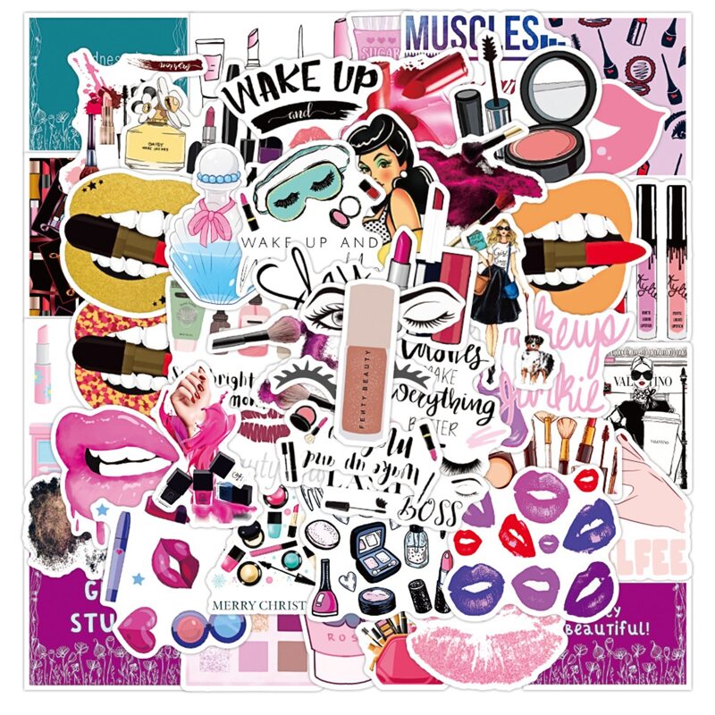 

50pcs Cosmetic Pattern Sticker, Multicolor