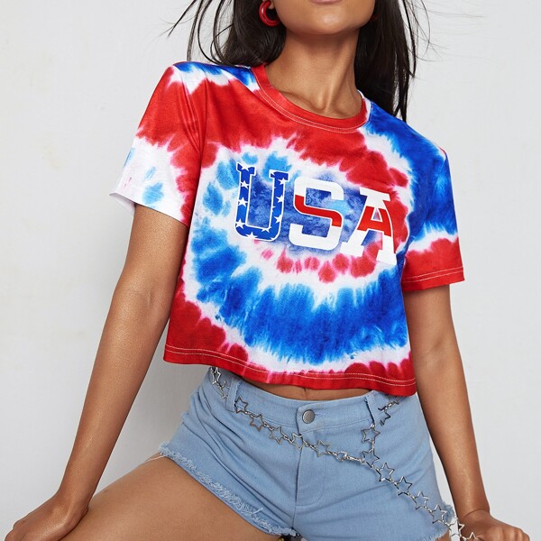 

Letter and Tie Dye Tee, Multicolor