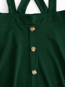Falda overol con botón delantero - Verde - Ver 5