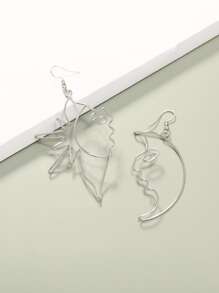 太陽月亮耳墜 - 銀色 - 查看 1