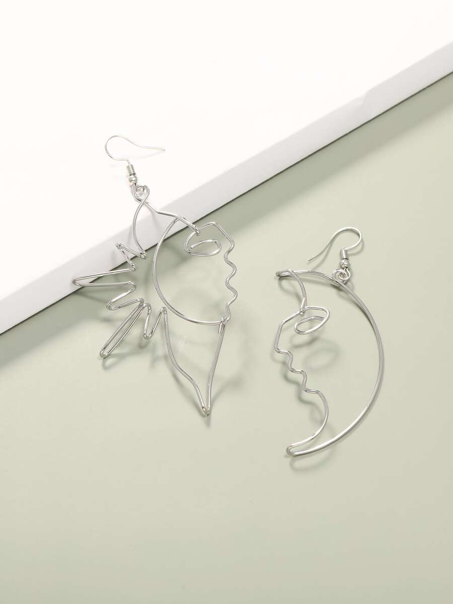 太陽月亮耳墜 - 銀色 - 查看 1