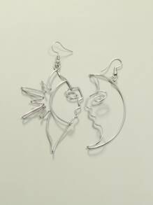 太陽月亮耳墜 - 銀色 - 查看 2