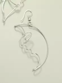 太陽月亮耳墜 - 銀色 - 查看 3
