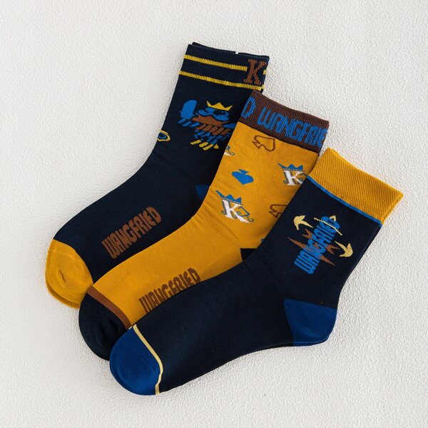

3pairs Men Letter Graphic Crew Socks, Multicolor