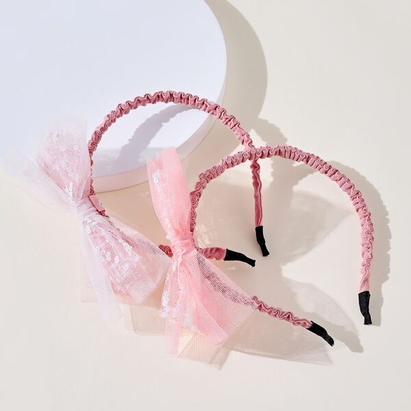 

2pcs Girls Bow Knot Hair Hoop, Pink