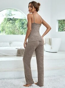 段染吊帶上衣和褲子睡衣套裝不附帶睡袍 - 摩卡棕 - 查看 2