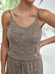 段染吊帶上衣和褲子睡衣套裝不附帶睡袍 - 摩卡棕 - 查看 3