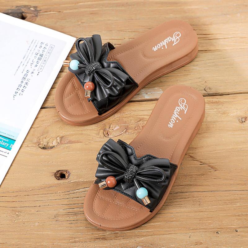 

Bow Decor Slides, Black