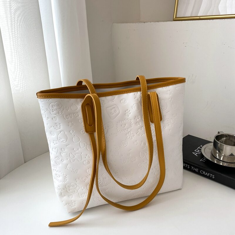 

Contrast Binding Tote Bag, White