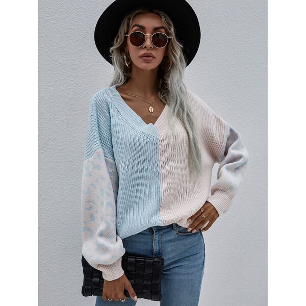 

Two Tone Drop Shoulder Sweater, Multicolor