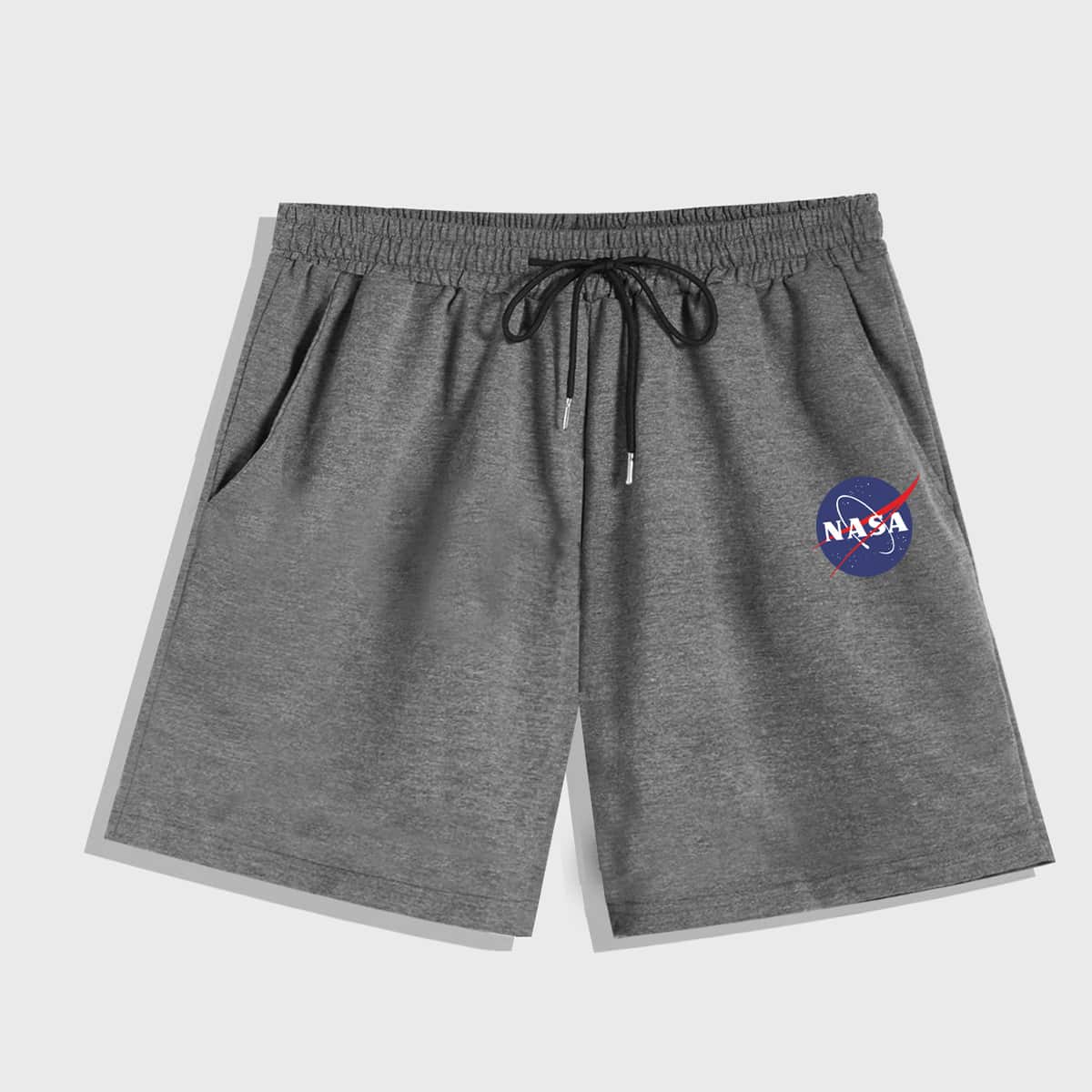 

Guys Letter Graphic Drawstring Shorts, Grey