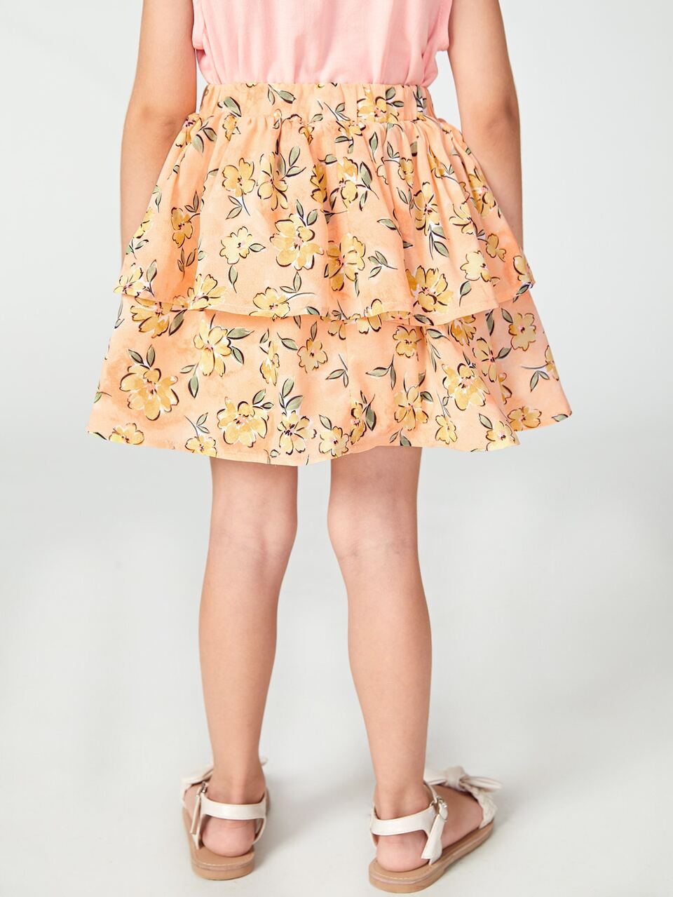 Toddler Girls Allover Floral Print Bow Detail Layered Skirt