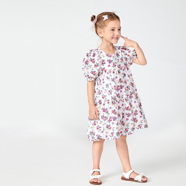 

Toddler Girls Ditsy Floral Puff Sleeve Smock Dress, Multicolor