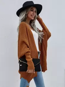 SHEIN LUNE Batwing Sleeve Split Hem Cardigan